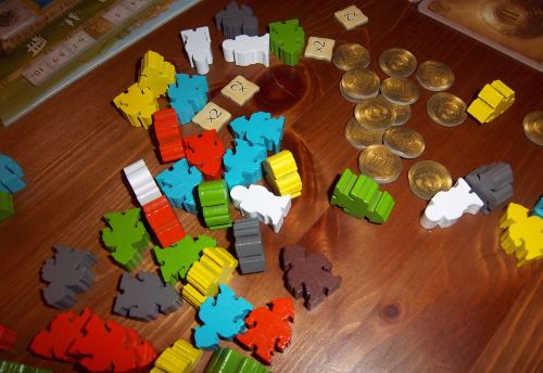 Des meeples pour construire des bâtiments...