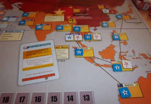 L'Asie du Sud-Est en fin de partie, et la carte décompte victorieuse pour les USA